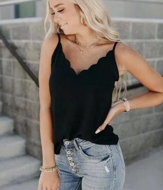 Sophisticated scallop neckline tank