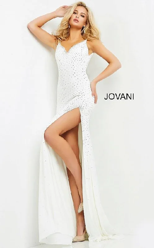 Jovani 06216 High Slit Beaded Prom Long Dress