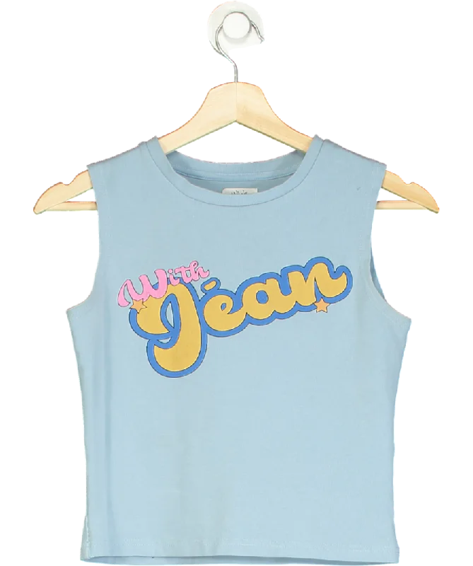 With Jean Blue Colorful Graphic Tank Top UK XS