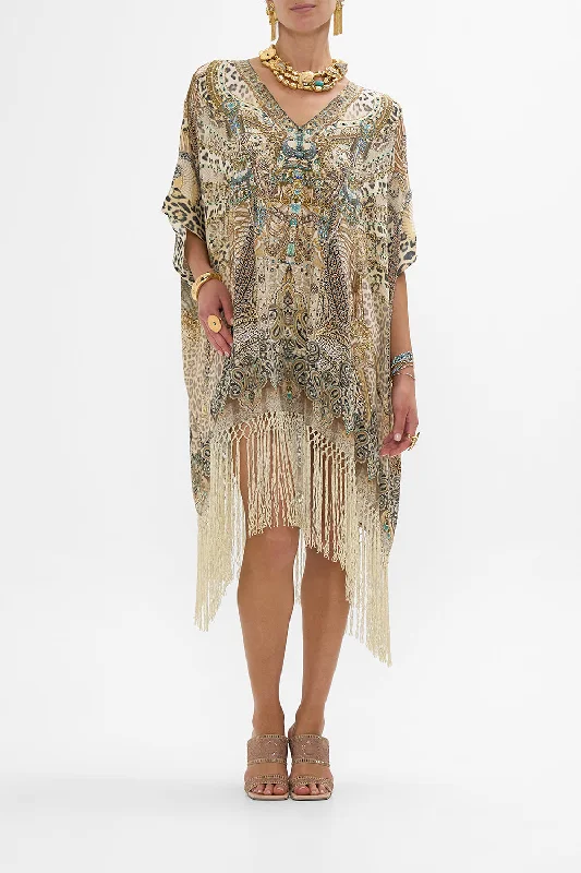 RECTANGULAR V NECK KAFTAN WITH FRINGING THE THRONE ROOM