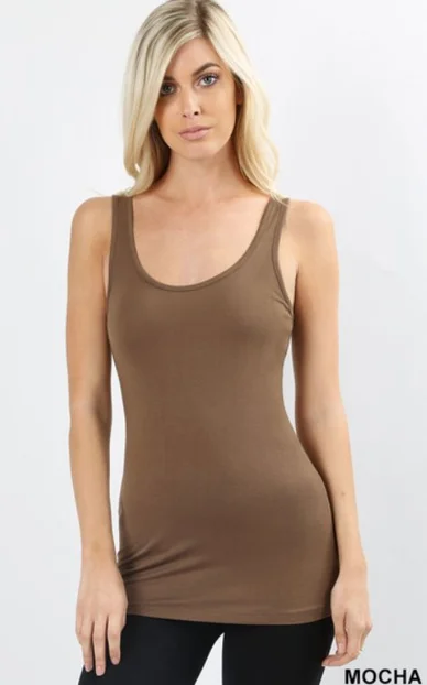 Scoop Neck Tank in Mocha - Women's