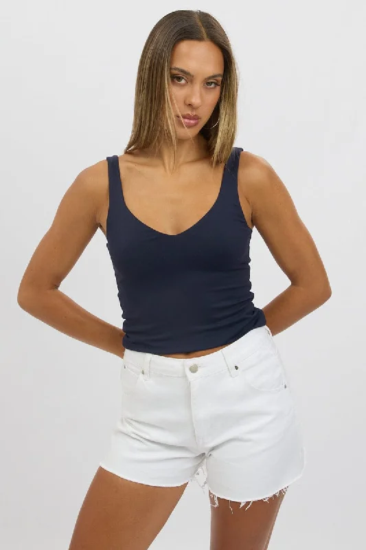 Blue Tank Top V Neck Supersoft