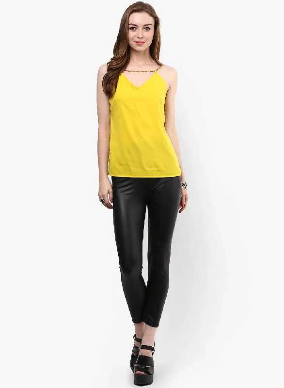 Mustard Chain Strap V Neck Cami Top