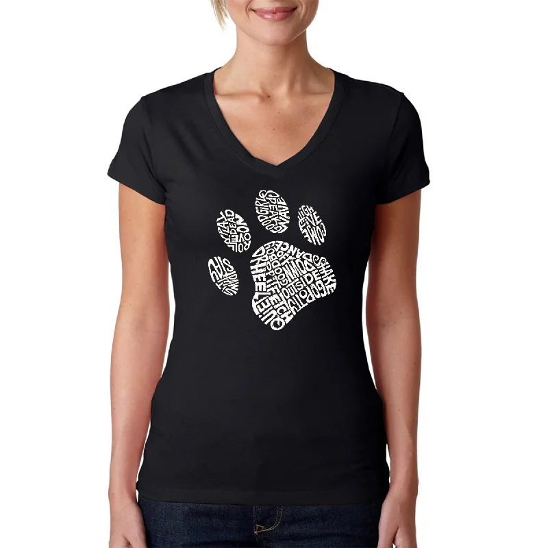 Dog Paw  - Women's Word Art V-Neck T-Shirt