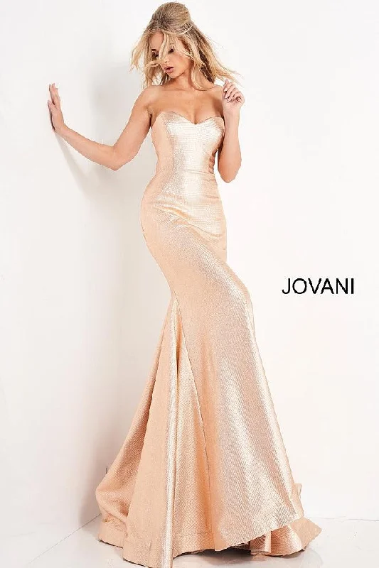 Jovani 06427 Metallic Strapless Long Prom Dress