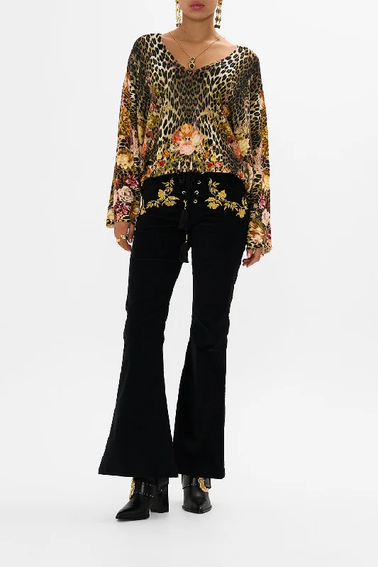 V NECK PRINTED DOLMAN SLEEVE KNIT BORN IN BRUGES