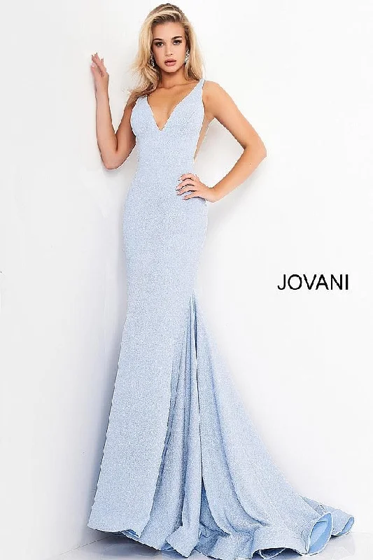 Jovani 02132 V-Neck Long Prom Dress