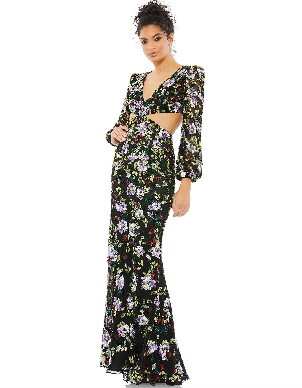 Mac Duggal 5566 Long Sleeve Floral Formal Dress