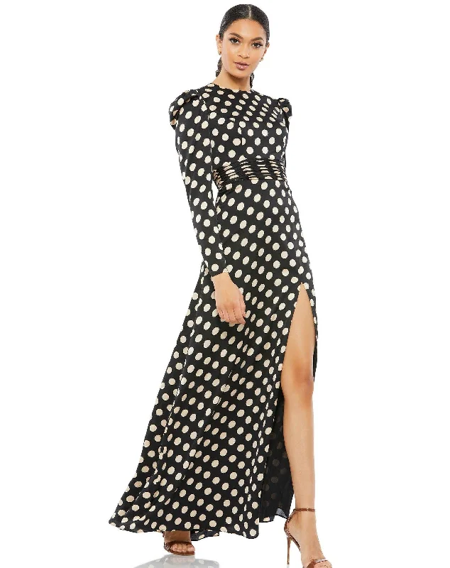 Mac Duggal 26572 Long Sleeve Polka Dot Formal Dress