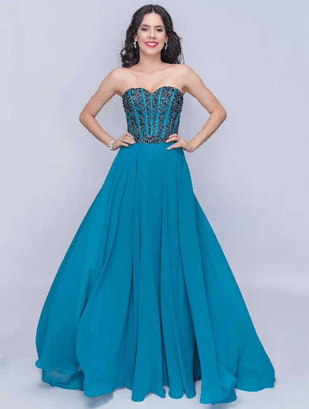 Nina Canacci Prom Long Strapless Beaded Dress 3140