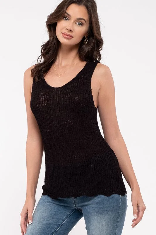 The Amelia - Women's Knit Tank in Black