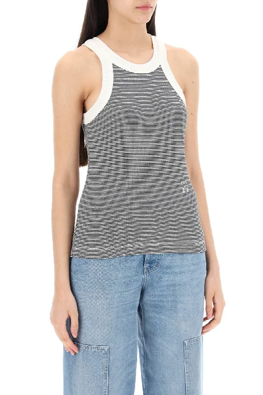 Closed Striped Racer Tank Top