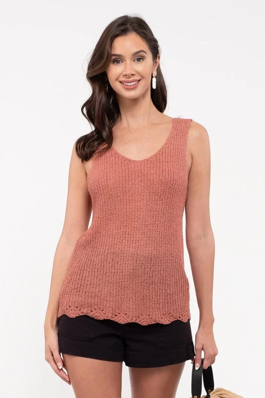 The Amelia - Women's Knit Tank in Terracota