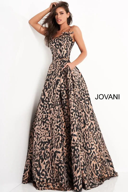 Jovani 03838 Long Spaghetti Strap Prom Gown