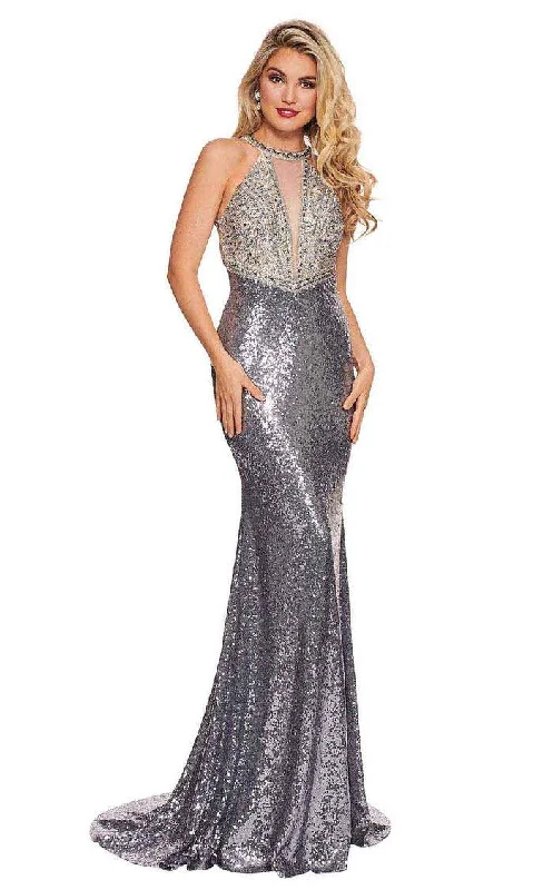 Rachel Allan Prom Long Halter Trumpet Dress 6630