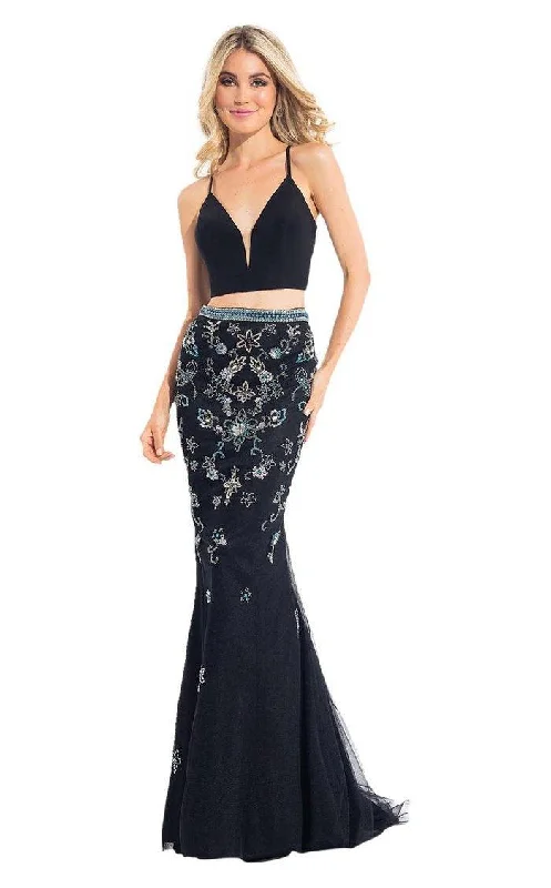 Rachel Allan Prom Two Piece Floral Beaded Gown 6042