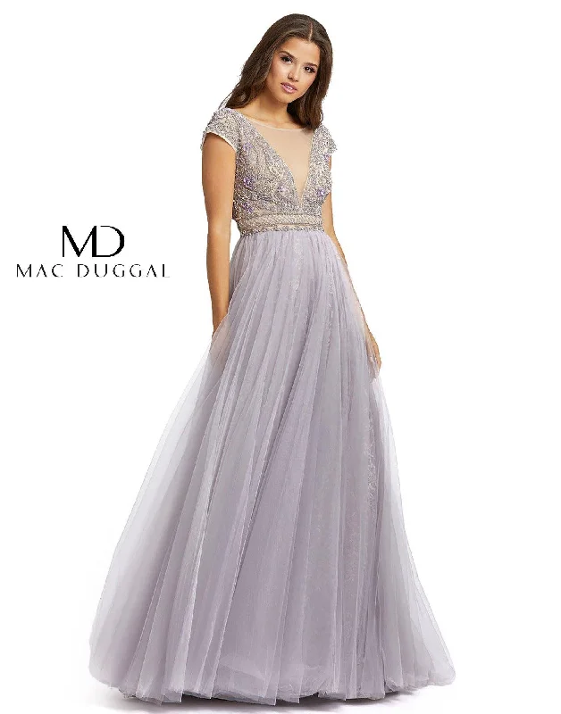 Mac Duggal 20133 Long Formal Cap Sleeve Beaded Gown