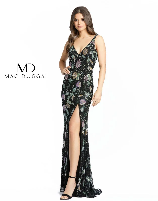 Mac Duggal 5313 Long Formal Floral Beaded Dress