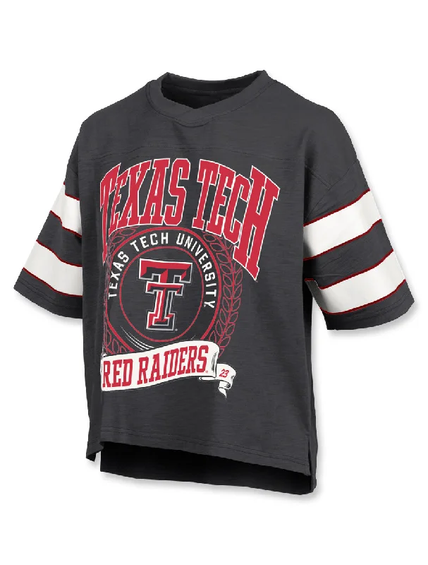 Texas Tech Press Box "Emily" Double Stripe Oversized Top