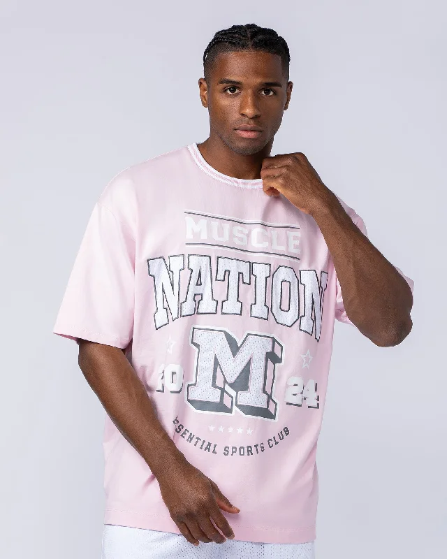 Muscle Nation | Sporting Club Oversized Tee - Soft Pink