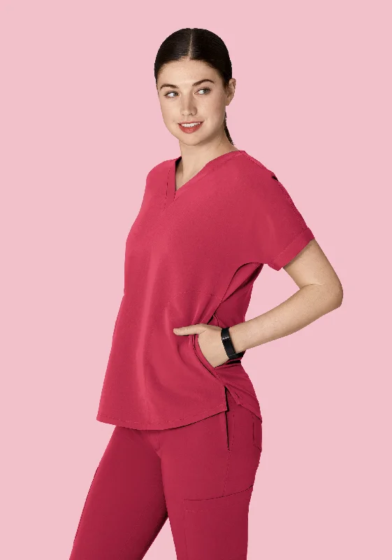 Oversized V Neck Top Deep Rose