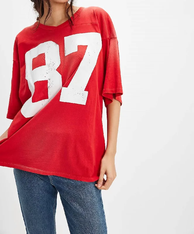 87 Oversized Jersey Tee In Washed Red