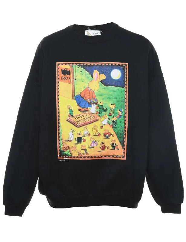 Black Printed Sweatshirt - XL