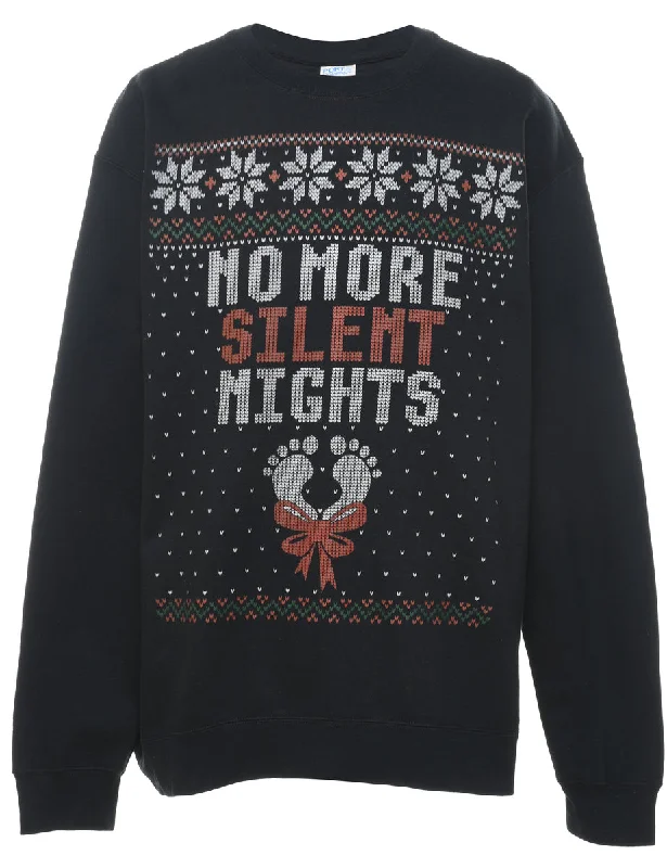 Black Silent Night Christmas Sweatshirt - XL