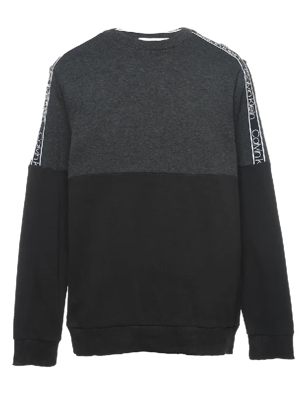 Calvin Klein Black & Grey Contrast Plain Sweatshirt - M