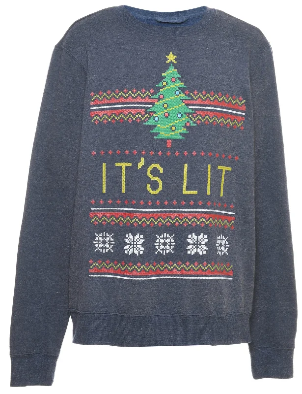 Christmas Tree Design Sweatshirt - L