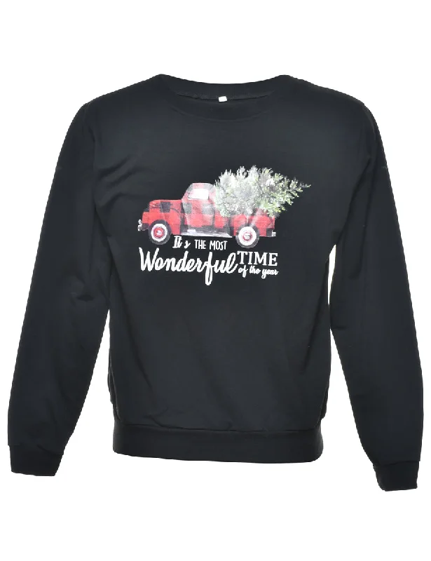 Christmas Tree Print Christmas Sweatshirt - S