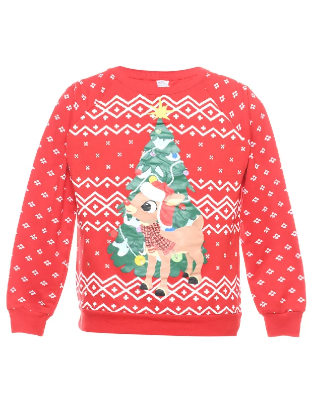 Christmas Tree Print Sweatshirt - XS