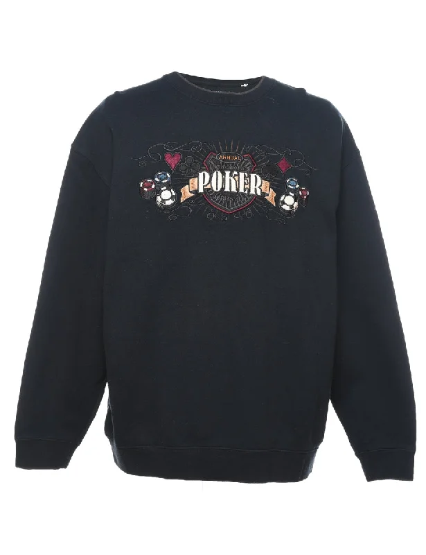 Croft & Barrow Embroidered Poker Design Sweatshirt - L