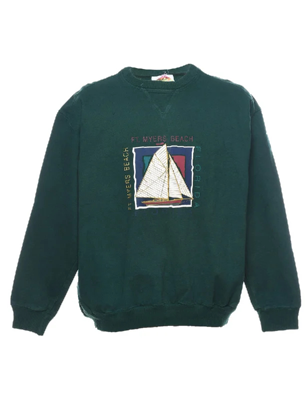 Dark Green Ft. Myers Beach Printed Sweatshirt - XL