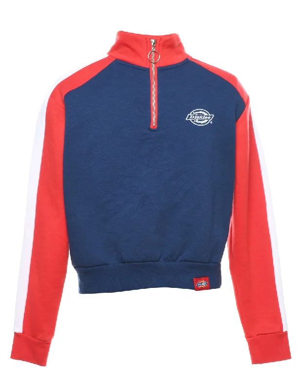 Dickies Navy & Red Quarter-Zip Sweatshirt - M