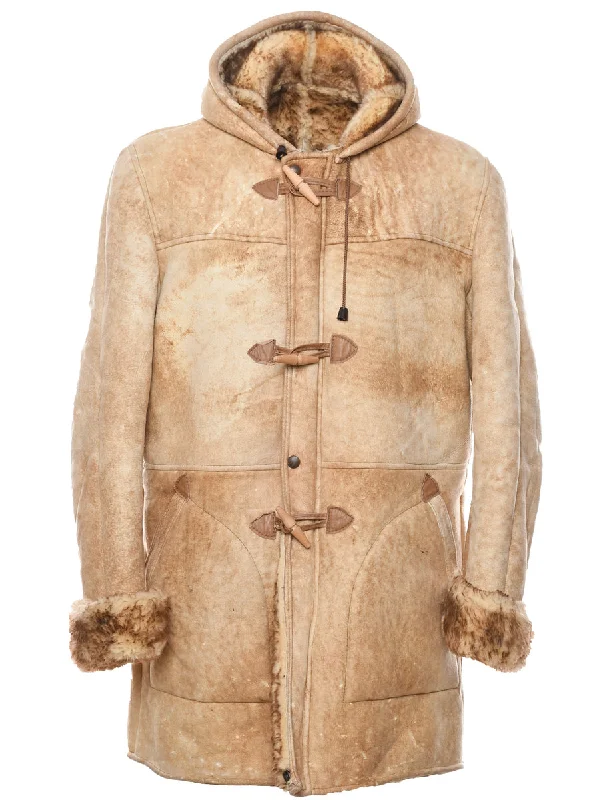 Hooded Shearling Suede Jacket - L