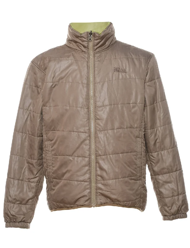 Light Brown Zip-Front Puffer Jacket - L