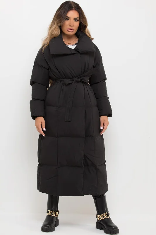 Longline Duvet Puffer Coat Black