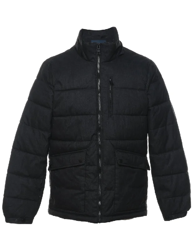 Nautica Black Zip-Front Puffer Jacket - M