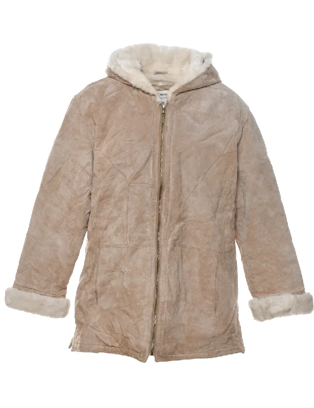 St John's Bay Light Brown & Off-White Suede Jacket - L