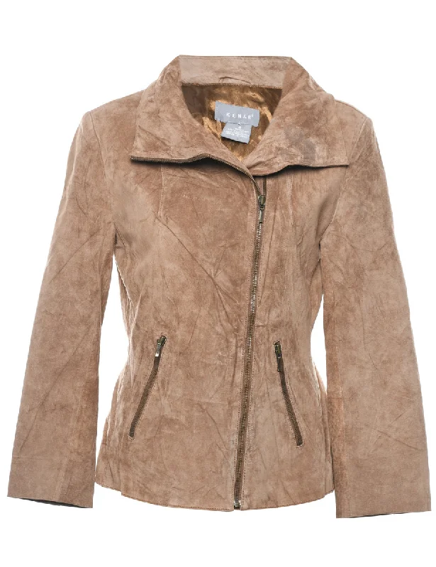 Zip Front Suede Jacket - M