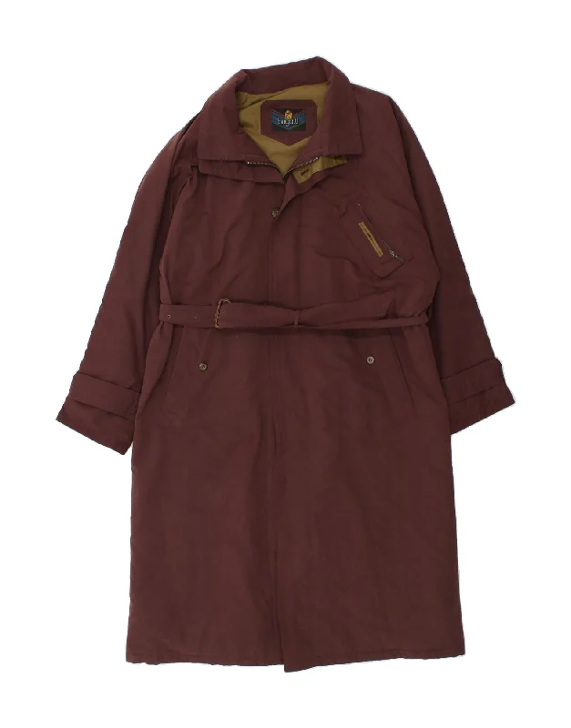 BUGATTI Womens Trench Coat EU 48 2XL Burgundy Polyester