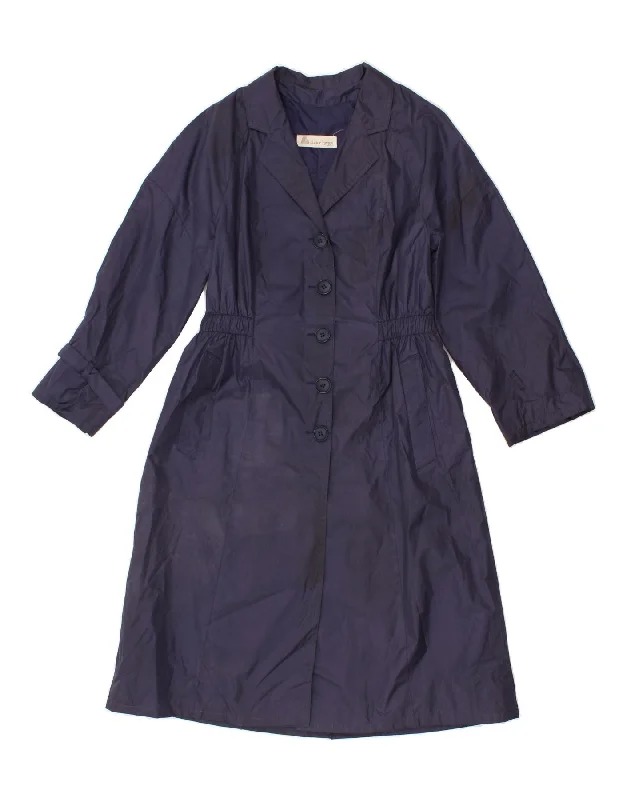 CLAUDE HAVREY Womens Trench Coat UK 14 Medium Navy Blue Polyester