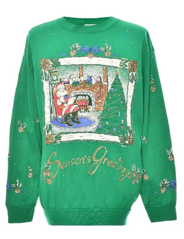 Festive Season Green Christmas Sweatshirt - M