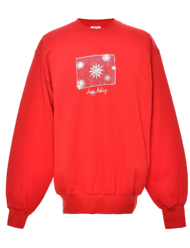 Festive Season Red Christmas Sweatshirt - L