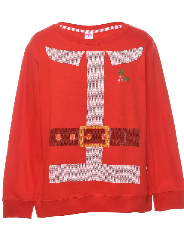 Festive Season Red Santa Design Christmas Sweatshirt - M