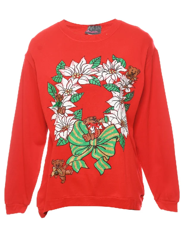 Floral Christmas Sweatshirt - M