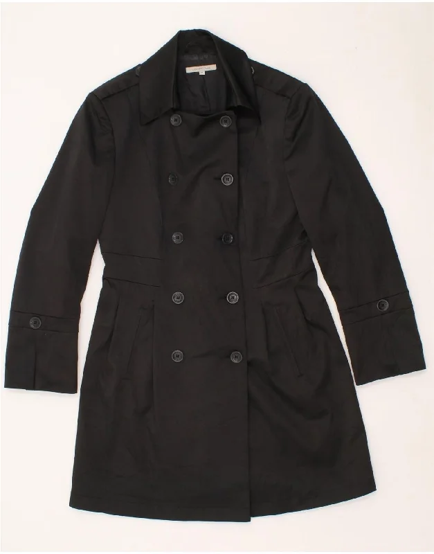 GERMANO ZAMA Womens Trench Coat UK 12 Medium Black Polyester