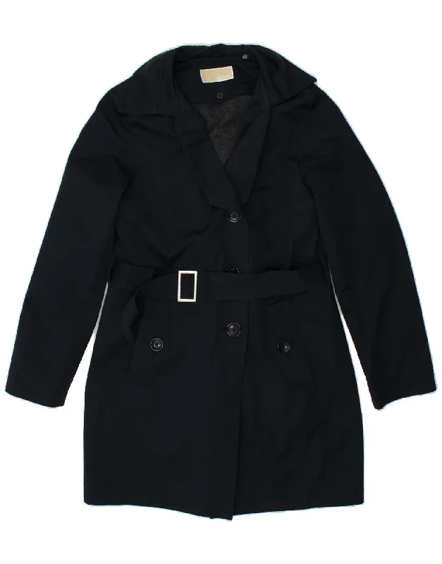 MICHAEL KORS Womens Trench Coat UK 12 Medium Navy Blue Cotton