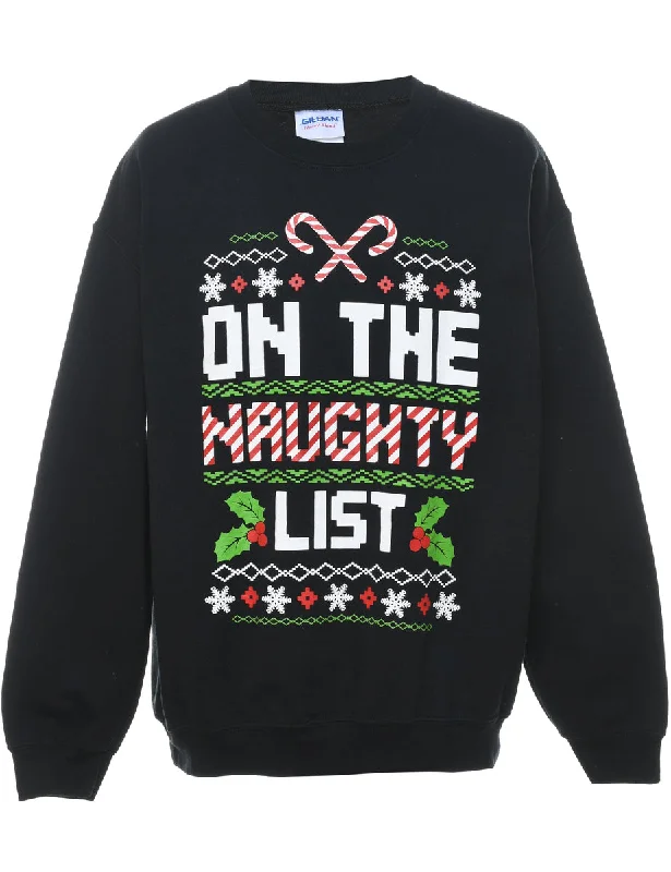 Naughty List Design Christmas Sweatshirt - L